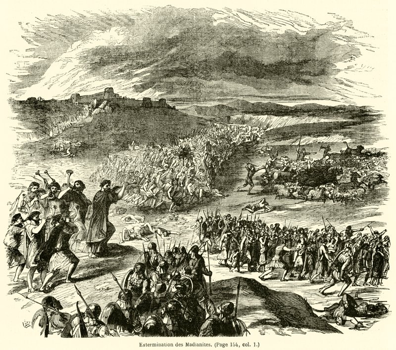 Extermination des Madianites (gravering) av French School