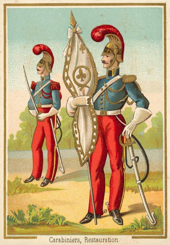 Franske karabinere av restaureringen (chromolitho) av French School