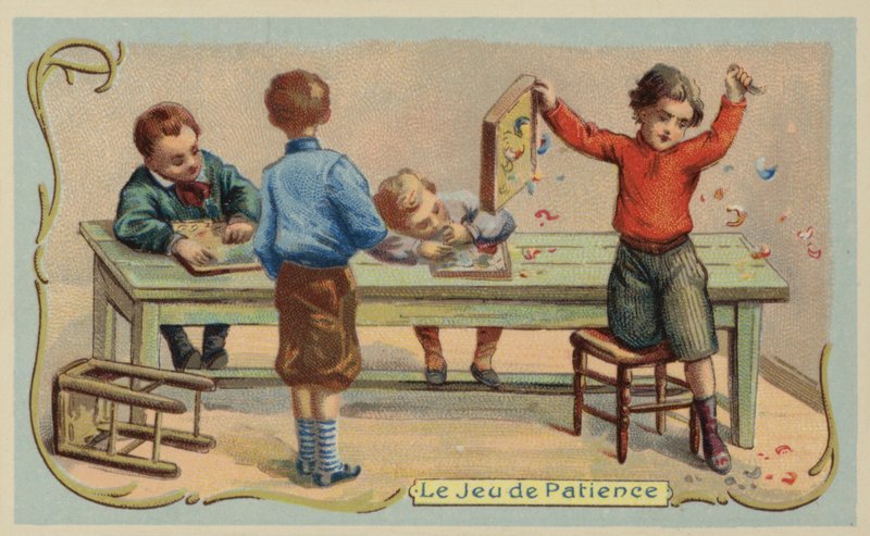 Spill med tålmodighet (chromolitho) av French School