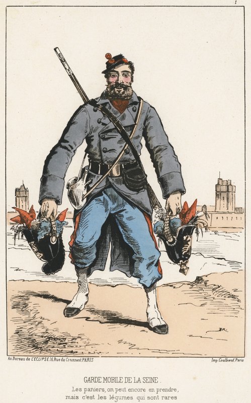 Mobile Guard of the Seine (farget gravering) av French School