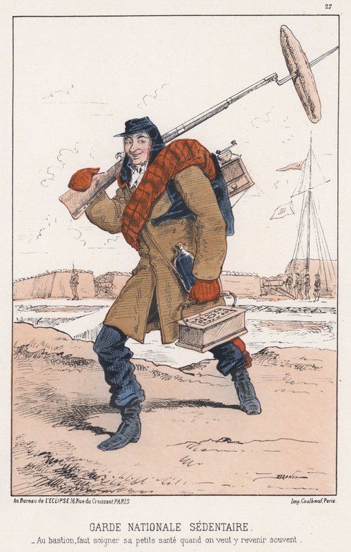 Guard National Sedentary (farget gravering) av French School