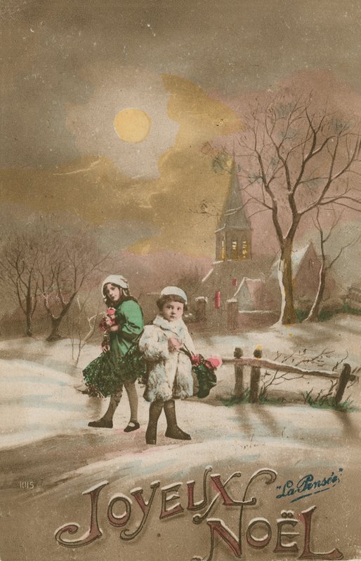 God jul. Postkort sendt i 1913. av French School