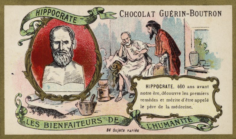Hippokrates , gammel gresk lege (chromolitho) av French School