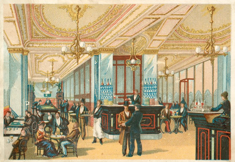 Interiør av et hotell (chromolitho) av French School