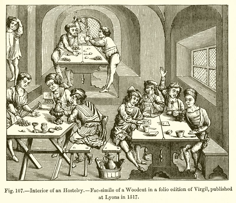 Interiør i et herberge av French School