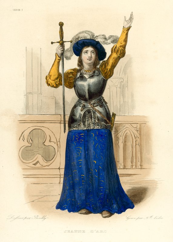 Jeanne d'Arc (farget gravering) av French School