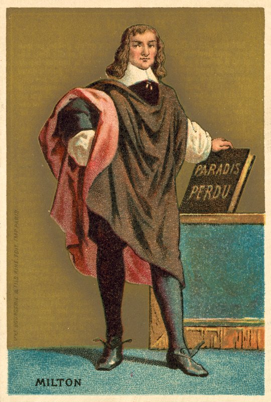 John Milton , engelsk poet (chromolitho) av French School