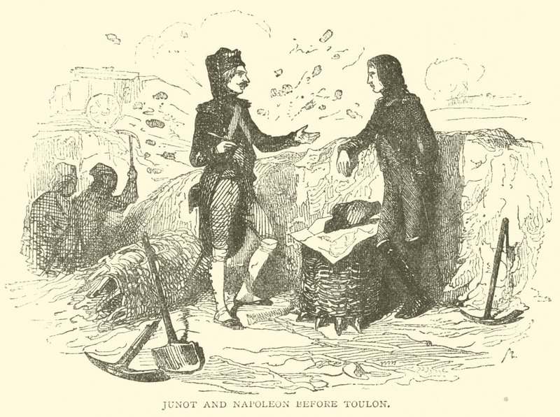 Junot og Napoleon før Toulon (gravering) av French School