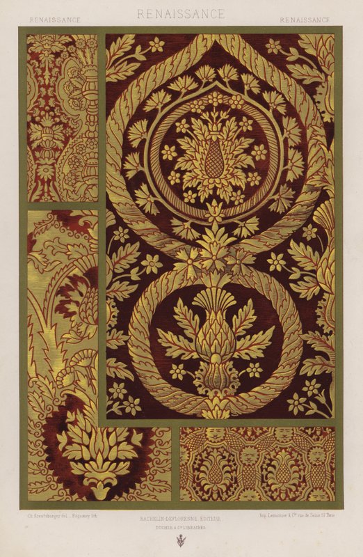 The Ornament Of Fabrics: Renaissance (farge litho) av French School