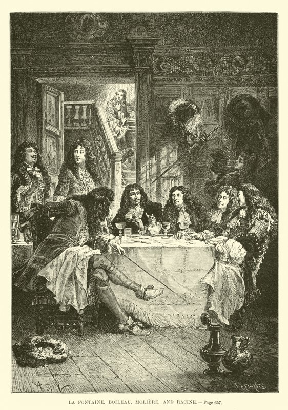 La Fontaine, Boileau, Moliere og Racine av French School