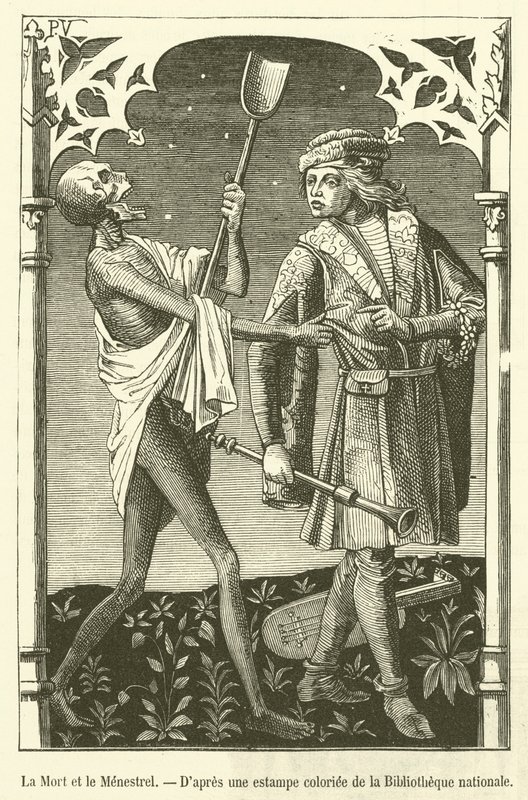 Death and the Minstrel (gravering) av French School