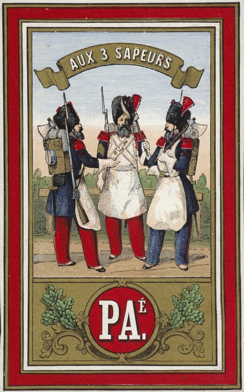 Etikett for Three Sappers-tråd av French School
