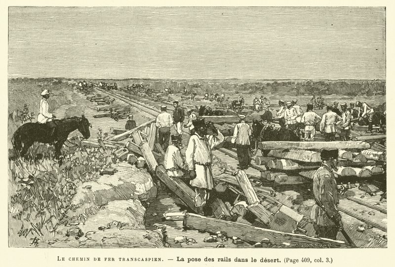 Den transkaspiske jernbanen (gravering) av French School