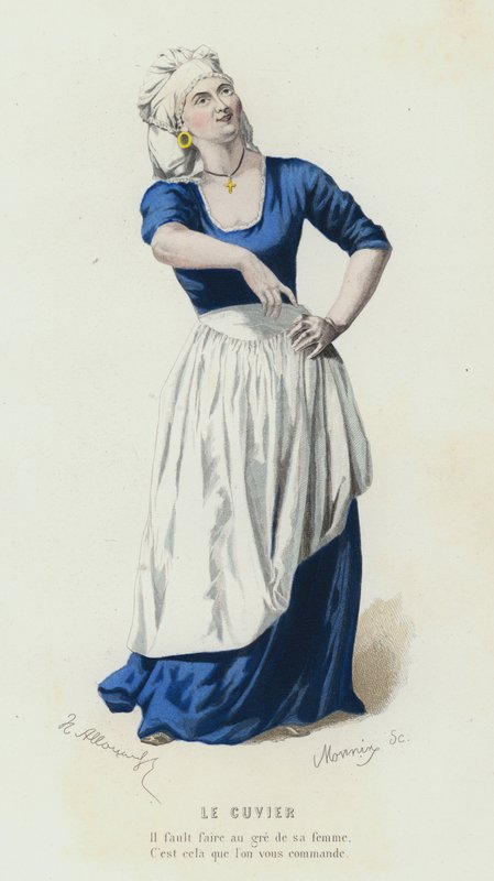 Le Cuvier (farget gravering) av French School