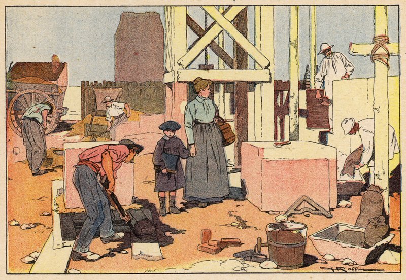 Le Macon, The Mason (farge litho) av French School