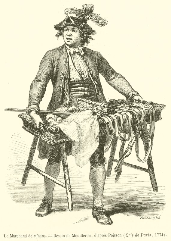 The Ribbon Merchant (gravering) av French School