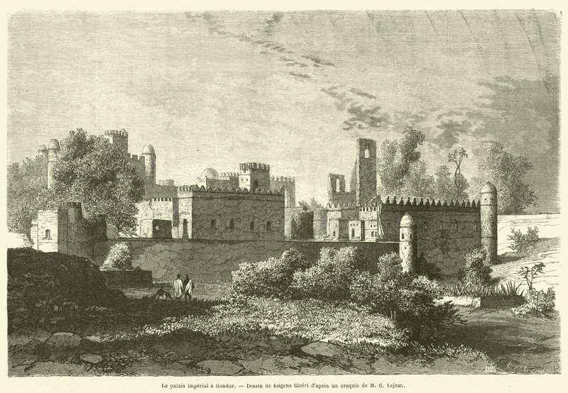 Det keiserlige palass i Gondar (gravering) av French School