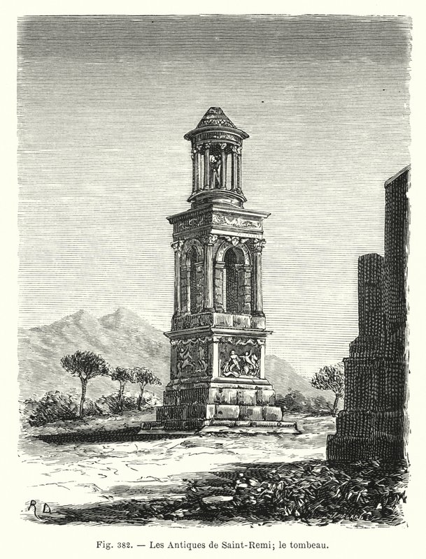 Antikvitetene i Saint-Remi; graven (gravering) av French School