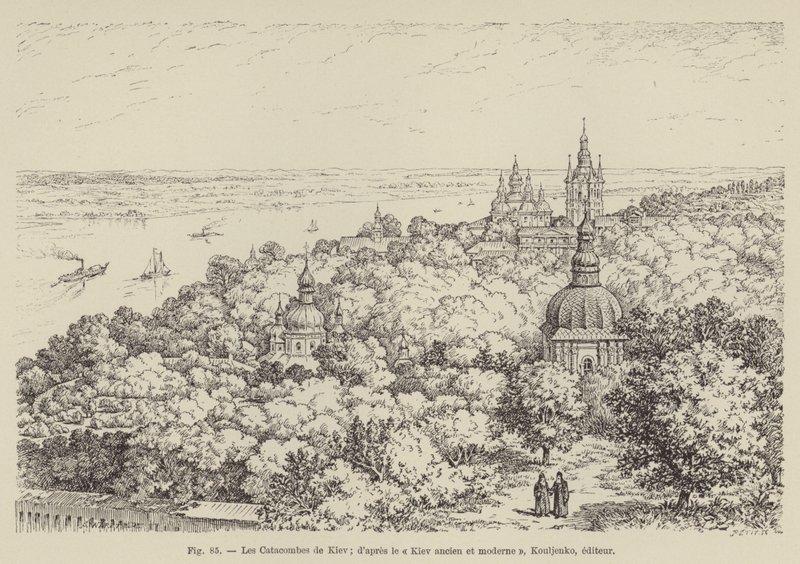 Katakombene i Kiev (gravering) av French School