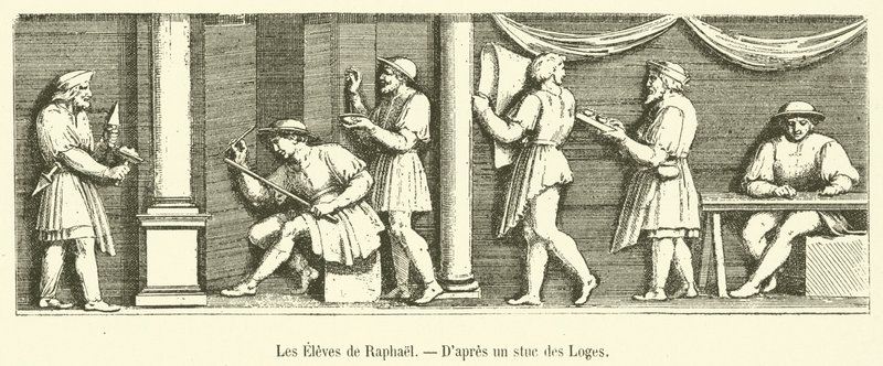 Studentene til Raphael (gravering) av French School