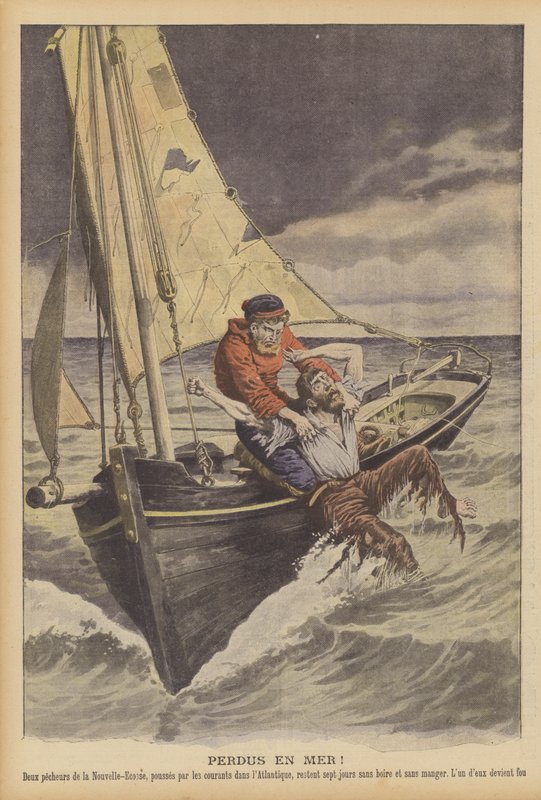 Tapt på havet! (farge litho) av French School