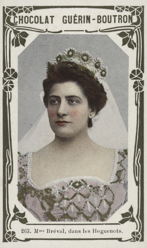 Madame Breval, i Les Huguenots (farget bilde) av French School