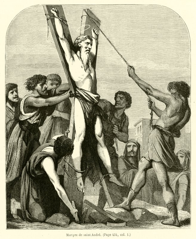 Martyrium of Saint Andrew (gravering) av French School