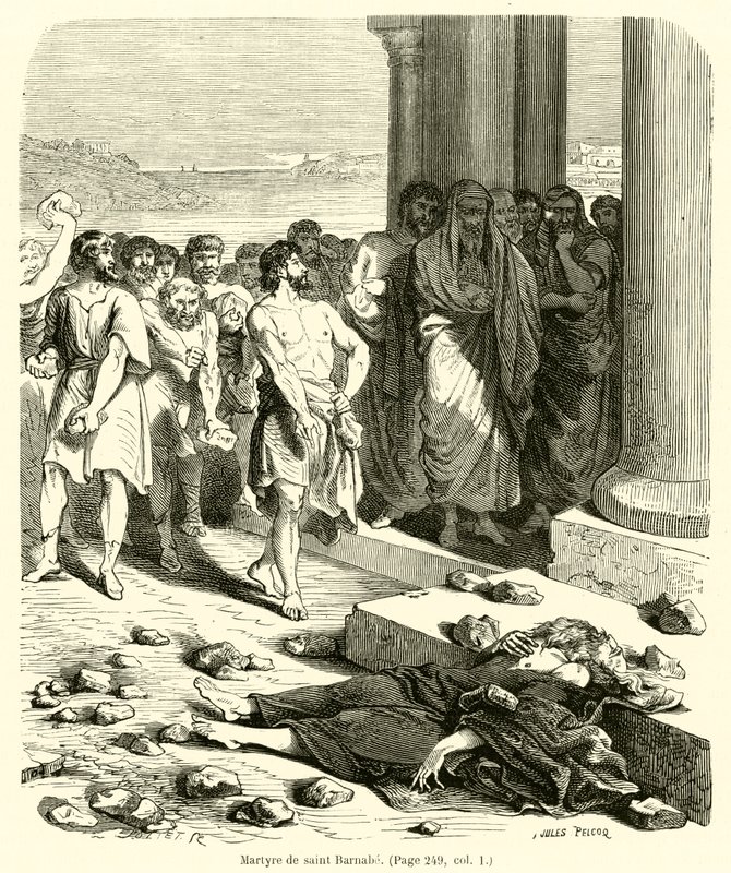 Martyrium of Saint Barnabas (gravering) av French School