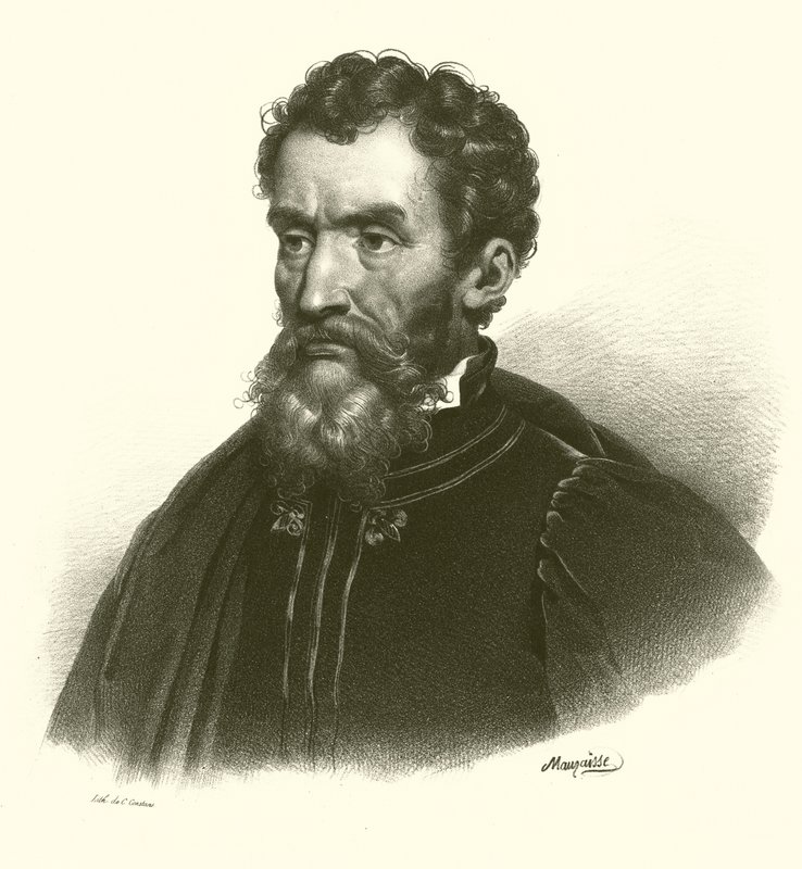 Michelangelo, portrett (gravering) av French School