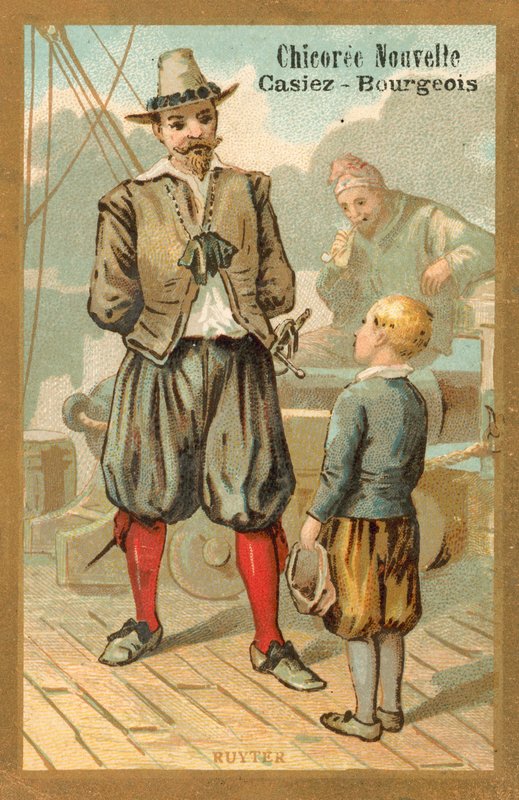 Michiel de Ruyter , nederlandsk admiral (kromolitografi) av French School