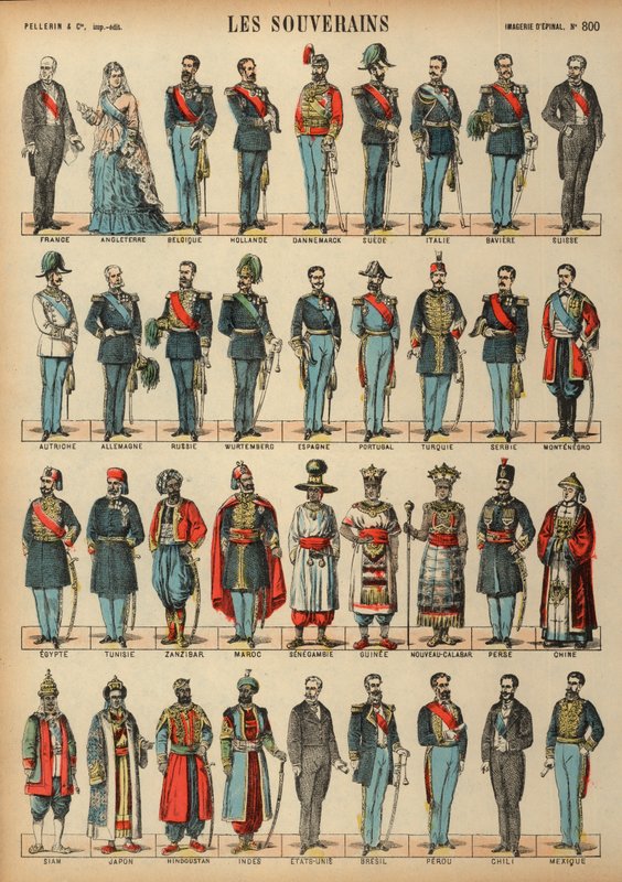 Monarchs of the World (farget gravering) av French School