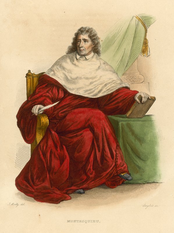 Montesquieu (farget gravering) av French School