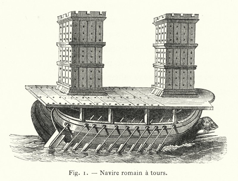 Romersk skip med tårn (gravering) av French School