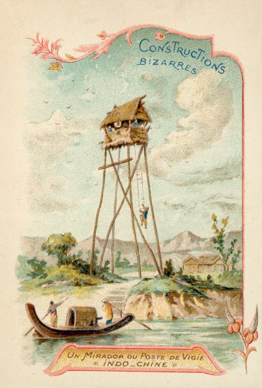 Utsiktstårn, Indokina (chromolitho) av French School
