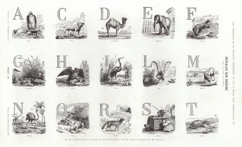 Side fra typografiske vignetter (gravering) av French School