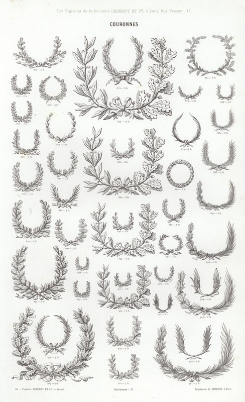 Side fra typografiske vignetter (gravering) av French School
