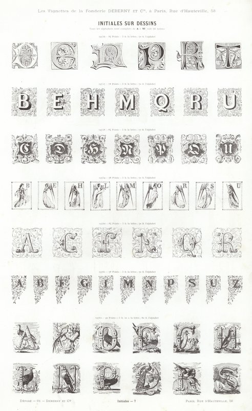 Side fra typografiske vignetter (gravering) av French School