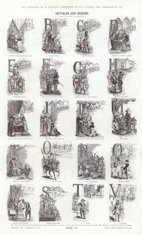 Side fra typografiske vignetter (gravering) av French School