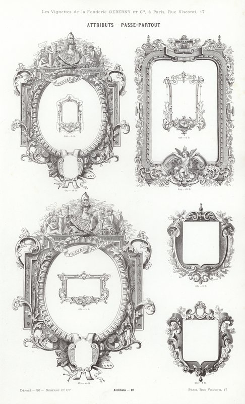 Side fra typografiske vignetter (gravering) av French School
