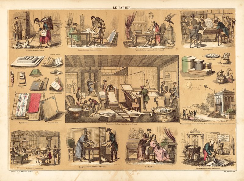Papir (farget litho) av French School