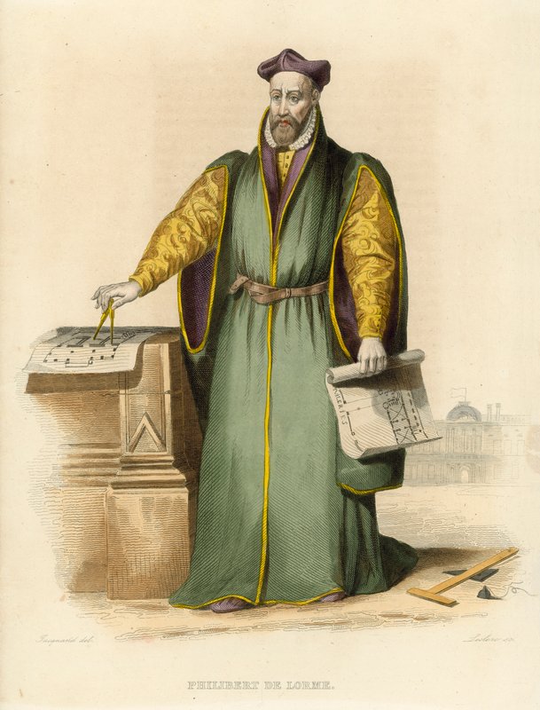 Philibert de Lorme (farget gravering) av French School
