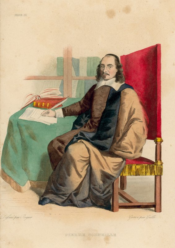 Pierre Corneille (farget gravering) av French School