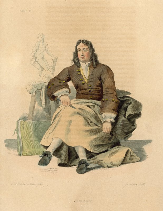 Pierre Puget (farget gravering) av French School