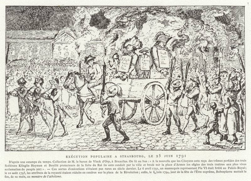 Populær henrettelse i Strasbourg, 25. juni 1791 av French School