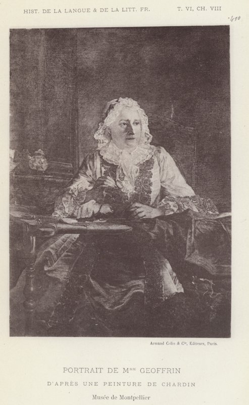 Portrett av Mme Geoffrin (litho) av French School