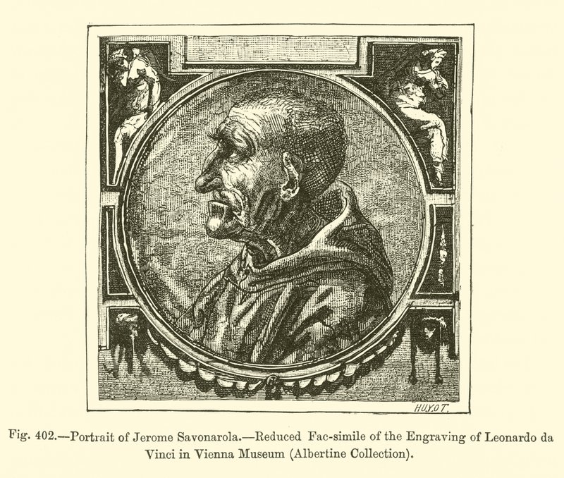Portrett av Jerome Savonarola (gravering) av French School
