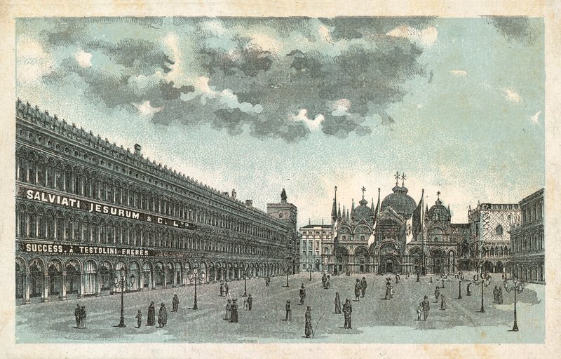 Lokaler til Salviati Jesurum & Co, Venezia (chromolitho) av French School