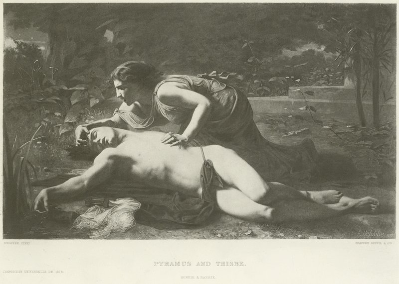 Pyramus og Thisbe (gravyr) av French School