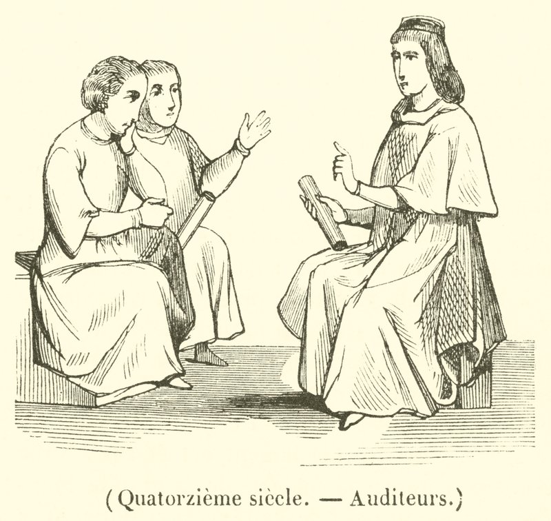 Det fjortende århundre, Revisorer (gravering) av French School