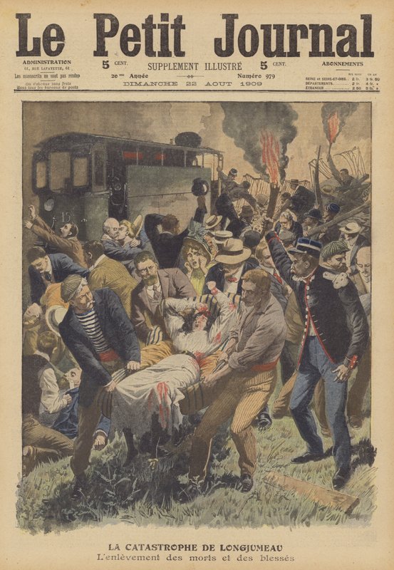 Jernbaneulykke ved Longjumeau, Frankrike (farge litho) av French School